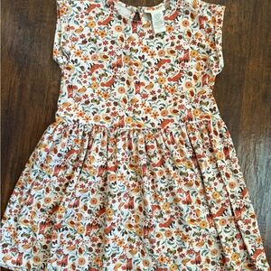 Cynthia Rowley Kids Dress with Orange and Cream Floral & Foxes Pattern